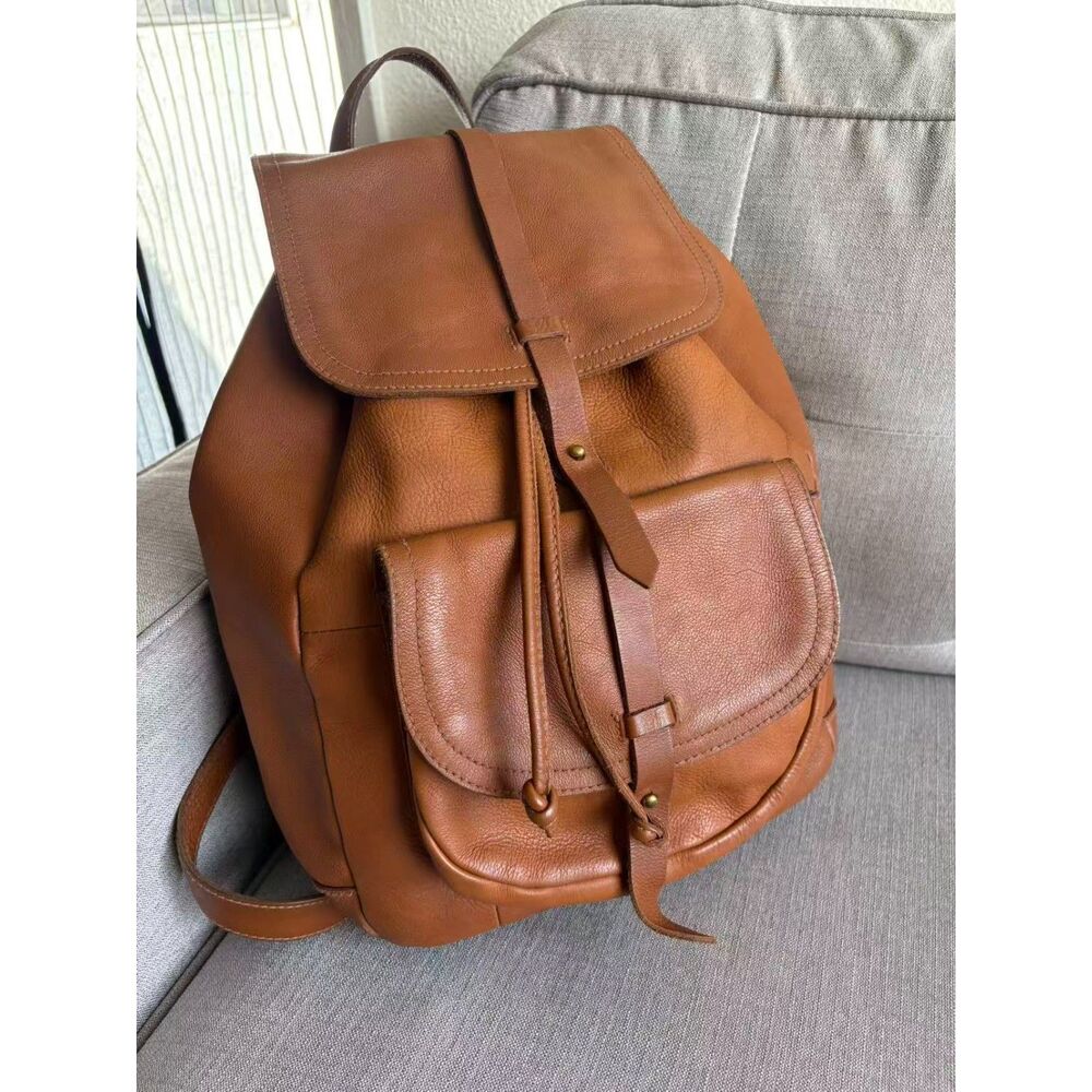 Madewell The Transport Racksack English Saddle Brown Leather Large Backpack